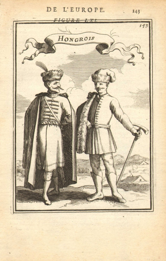 HUNGARY COSTUME. Hungarians in 17C dress. 'Hongrois'. MALLET 1683 old print